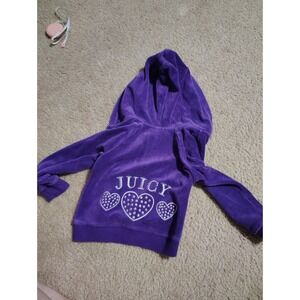 Vintage Y2K Juicy Couture Bling Heart Jacket Purple Velvet Girls Sz 2T